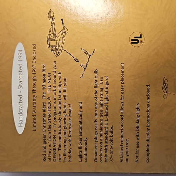 Star Trek the Next Generation Klingon Bird of Prey 1994 Hallmark Collectible - Picture 5 of 12